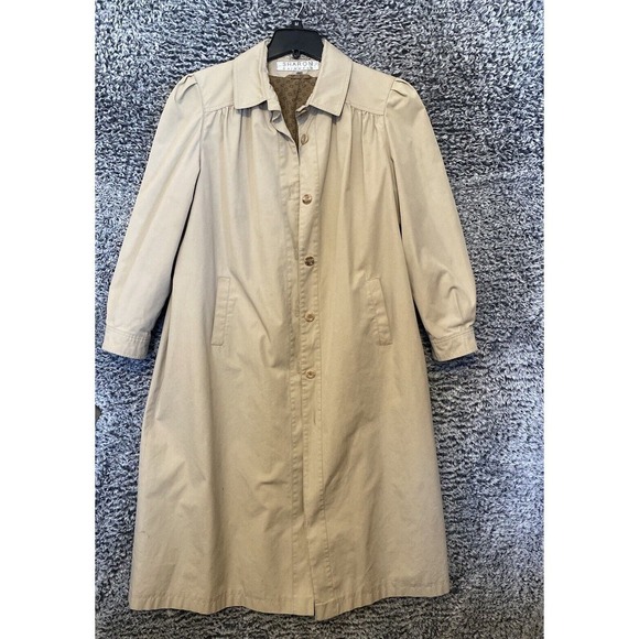Vtg Sharon Rainwear 11/12 Khaki Tan Women's Classic Lined Trench Coat - Picture 2 of 13
